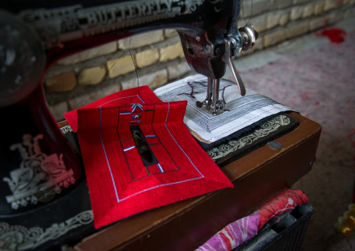 burqa mask made on a sewing machine, Hormozgan, Minab, Iran