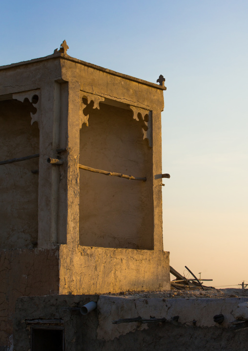 wind tower used as a natural cooling system in iranian traditional architecture, Qeshm Island, Laft, Iran