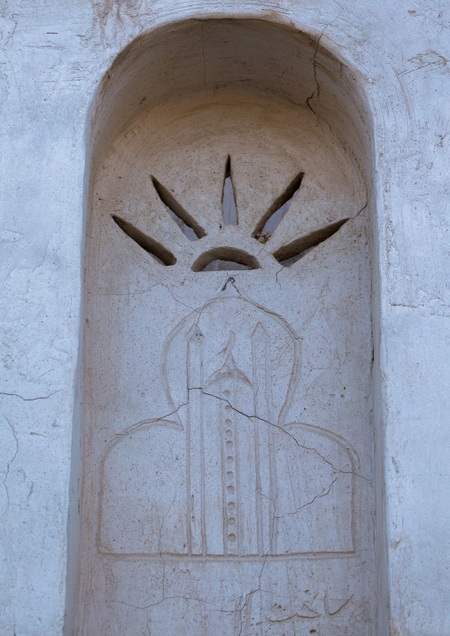 detail of a wind tower used as a natural cooling system in iranian traditional architecture, Qeshm Island, Laft, Iran