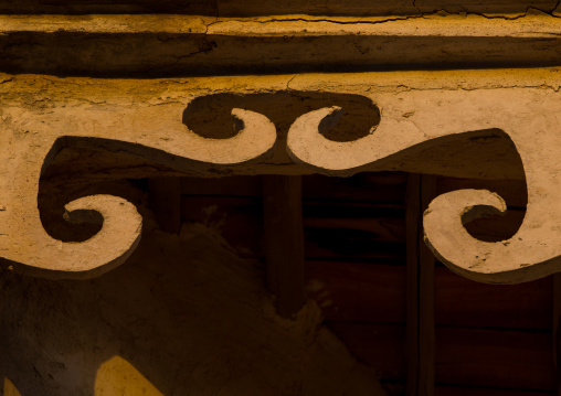 detail of a wind tower used as a natural cooling system in iranian traditional architecture, Qeshm Island, Laft, Iran