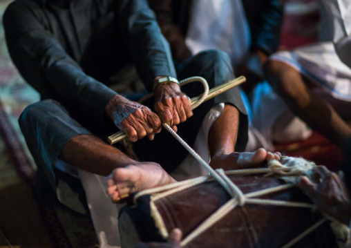 men playing music during a wedding ceremony, Qeshm Island, Tabl , Iran