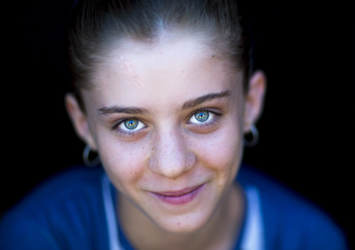 Beautiful Young Kurdish Girl With Blue Eyes, Palangan, Iran