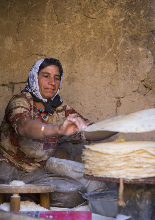 Kurdish Woman Making Local Bread, Palangan, Iran