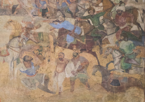 Colorful old mural painting, Isfahan province, Isfahan, Iran