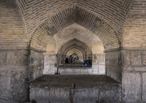 People under khaju bridge pol-e khaju, Isfahan province, Isfahan, Iran