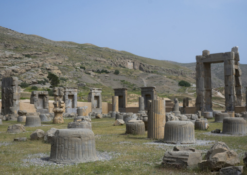 Ruins of apadana palace built by darius the great, Fars province, Persepolis, Iran