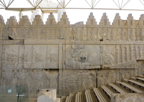 Bas-relief of a symbol in zoroastrian for nowruz, Fars province, Persepolis, Iran