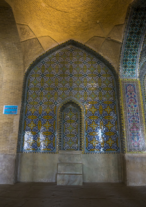 Decorated tilework in vakil mosque, Fars province, Shiraz, Iran