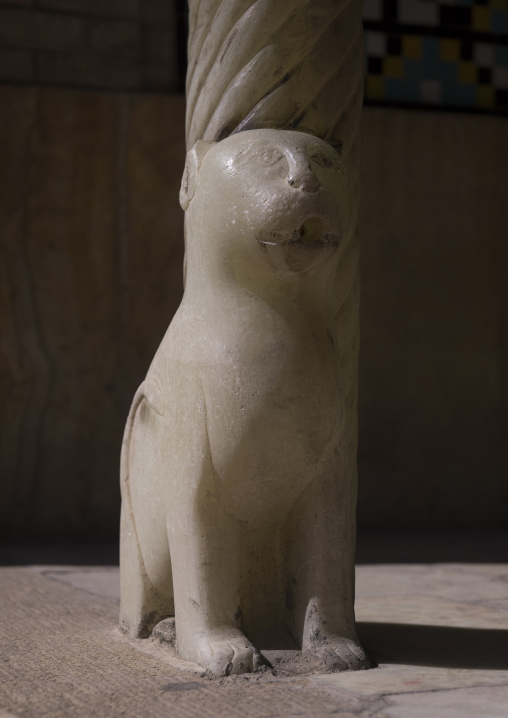 Golestan palace marble lion statue, Shemiranat county, Tehran, Iran