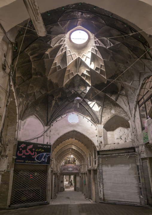 Empty bazaar, Isfahan province, Kashan, Iran