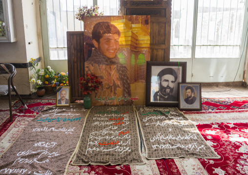 Martyrs war portraits in the sacred shrine of the holy sultan amir ahmad, Isfahan province, Kashan, Iran