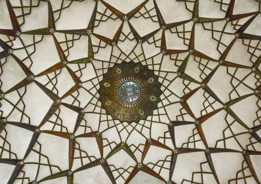 Ceiling with its intricate and elaborate patterns in tabatabaei historical house, Isfahan province, Kashan, Iran