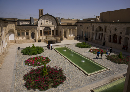 Courtyard of tabatabei historical house, Isfahan province, Kashan, Iran