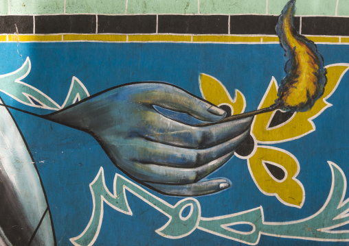 Anti american mural on the wall of the former american embassy, Shemiranat county, Tehran, Iran