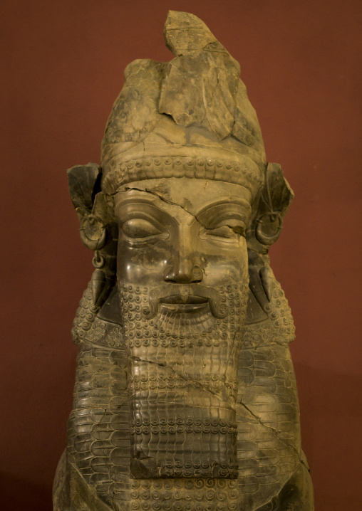 Legendary creature with human head and bull body in the national museum, Shemiranat county, Tehran, Iran