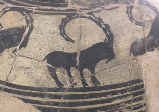 Pottery with ibex-shaped in the national museum, Shemiranat county, Tehran, Iran