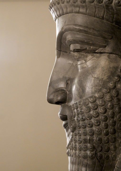 Profile of an ancient persian statue in the national museum, Shemiranat county, Tehran, Iran