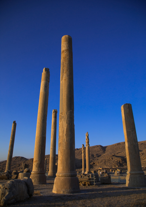 Ancient columns in the gate of all nations in Persepolis, Fars Province, Marvdasht, Iran