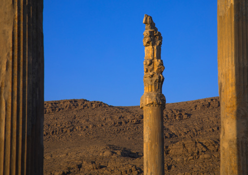 Ancient columns in the gate of all nations in Persepolis, Fars Province, Marvdasht, Iran