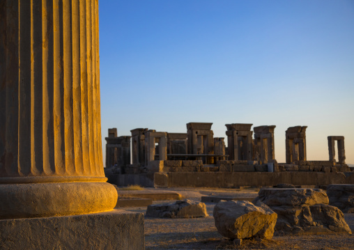 Ancient columns in the gate of all nations in Persepolis, Fars Province, Marvdasht, Iran