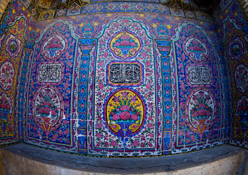 Decorated tile work at Nasir ol Molk mosque, Fars Province, Shiraz, Iran