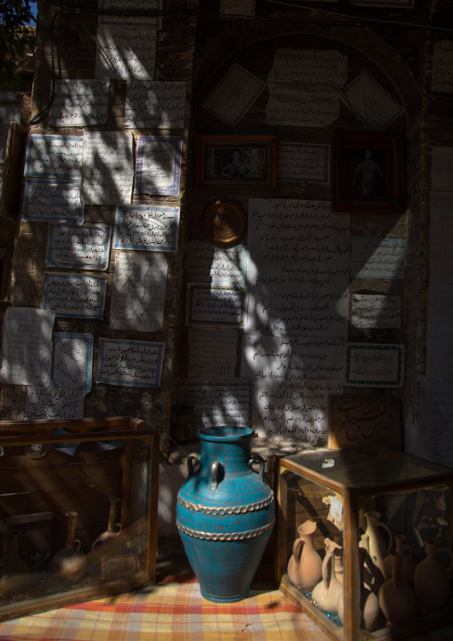 Cafe with the wall decorated with poems, Fars Province, Shiraz, Iran