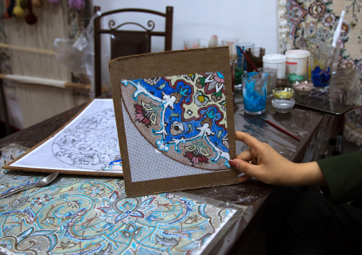 Creation of a carpet design, Isfahan Province, Nain, Iran