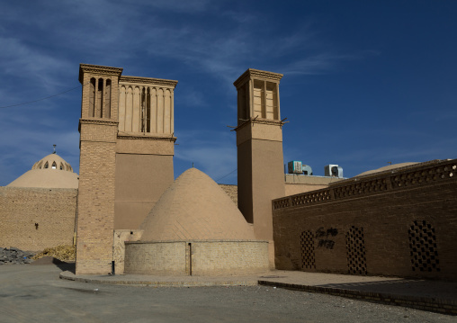 Wind towers used as a natural cooling system for water reservoir in iranian traditional architecture, Isfahan Province, Nain, Iran