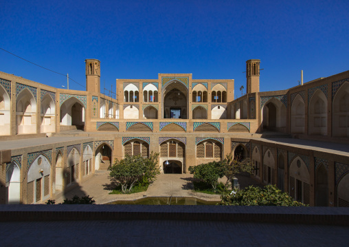 The 18th century Agha Bozorg mosque and its sunken courtyard, Isfahan Province, Kashan, Iran