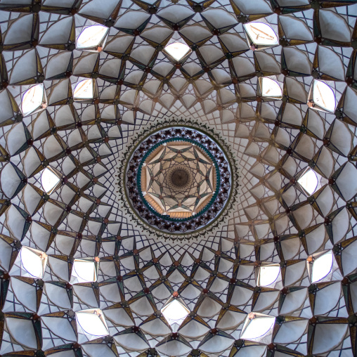 A beautifully adorned ceiling of the hall  in Boroujerdi historical house, Isfahan Province, Kashan, Iran