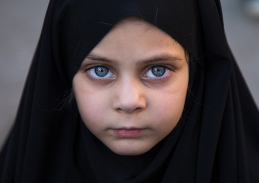 Portrait of an iranian girl during Ashura to commemorate the martyrdom anniversary of Hussein, Lorestan Province, Khorramabad, Iran