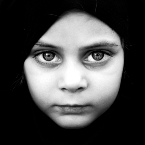 Portrait of an iranian girl during Ashura to commemorate the martyrdom anniversary of Hussein, Lorestan Province, Khorramabad, Iran