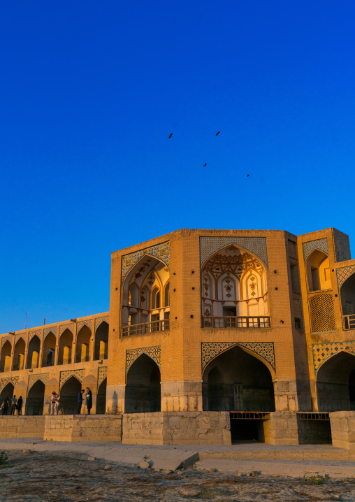 Khaju bridge Pol-e Khaju over dry Zayandeh river, Isfahan Province, Isfahan, Iran