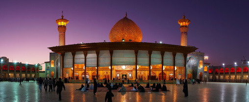 Mausoleum of Shah-e-Cheragh at sunset, Fars Province, Shiraz, Iran