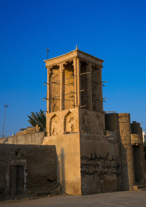 wind tower used as a natural cooling system in iranian traditional architecture, Qeshm Island, Laft, Iran