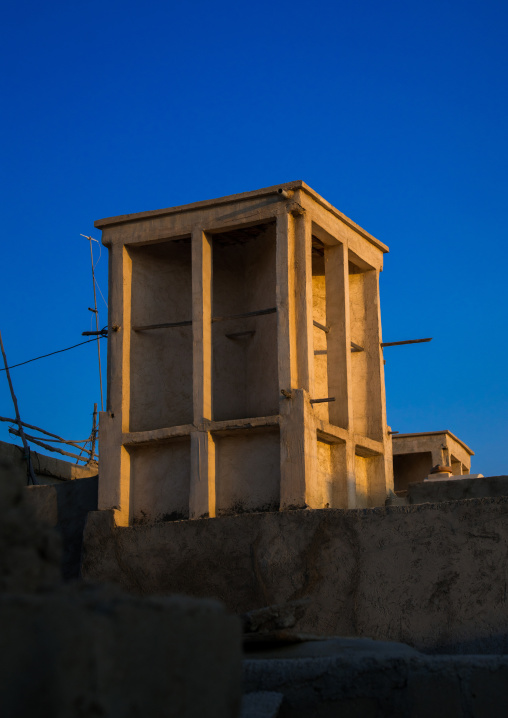 wind tower used as a natural cooling system in iranian traditional architecture, Qeshm Island, Laft, Iran