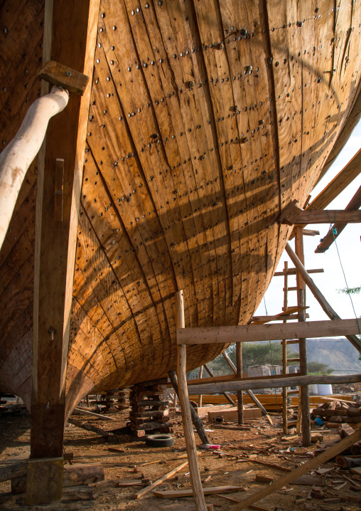 traditional ships called lenj being built, Qeshm Island, Salakh, Iran