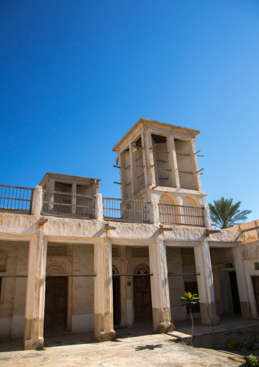 old house courtyard with wind towers, Hormozgan, Bandar-e Kong, Iran