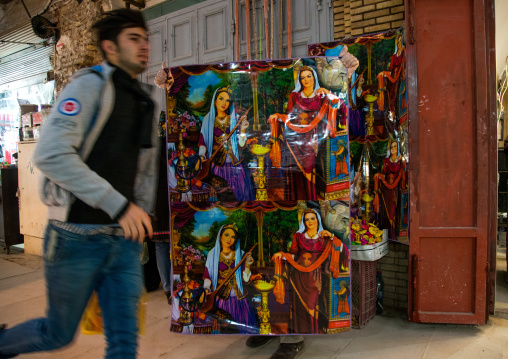 man running in bazaar on ganjali khan square, Central County, Kerman, Iran