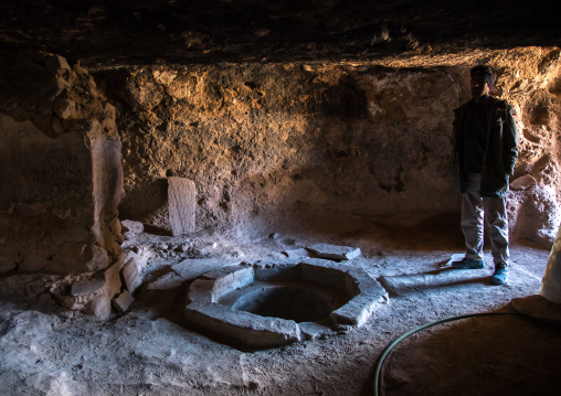 troglodyte village old bathroom and well, Kerman province, Meymand, Iran