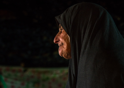 old widow woman in her troglodyte house, Kerman province, Meymand, Iran