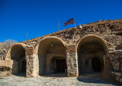 troglodyte village rock mosque, Kerman province, Meymand, Iran