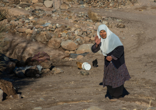 old widow woman in the troglodyte village, Kerman province, Meymand, Iran