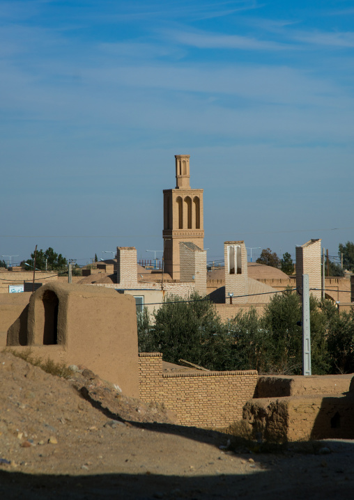 wind tower used as a natural cooling system in a caravanserai, Ardakan County, Aqda, Iran