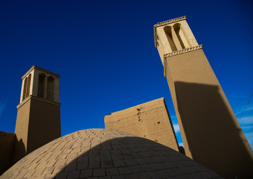 wind towers used as a natural cooling system for water reservoir, Ardakan County, Aqda, Iran