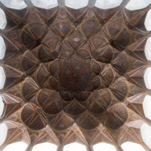 famous acoustic ceiling in the music room of ali qapu palace, Isfahan Province, isfahan, Iran