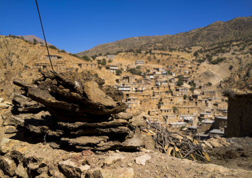 Dried Cow Dungs In The Old Kurdish Village Of Palangan, Iran