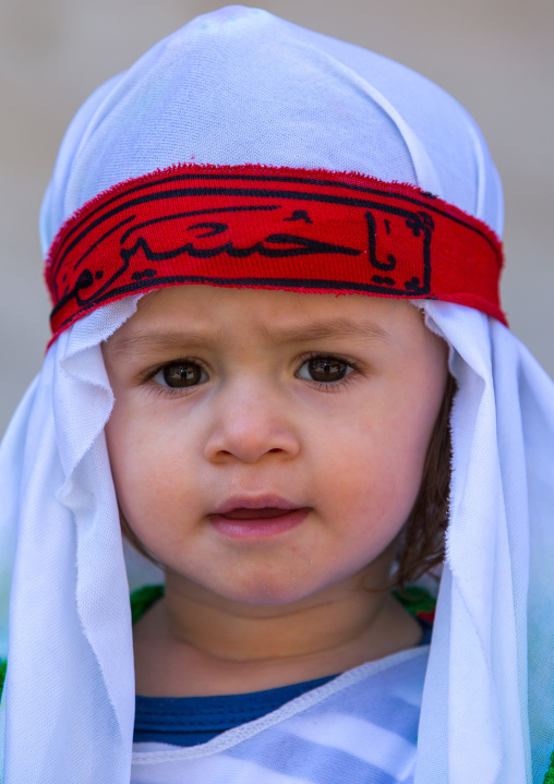 An Iranian Shiite Boy During Tasua Celebrations One Day Before Ashura, Lorestan Province, Khorramabad, Iran