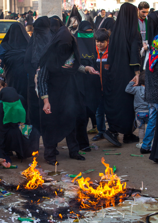 Iranian Women Light Candles During Chehel Menbari Festival On Tasua To Commemorate The Martyrdom Anniversary Of Hussein, Lorestan Province, Khorramabad, Iran