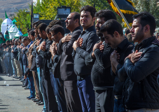 Iranian Shiite Muslim Men Celebrating Ashura, The Day Of The Death Of Imam Hussein, Kurdistan Province, Bijar, Iran